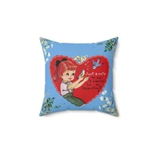 Valentine's Day Vintage Blue Pillow+Pillow Cover I Want You To Be My Valentine 