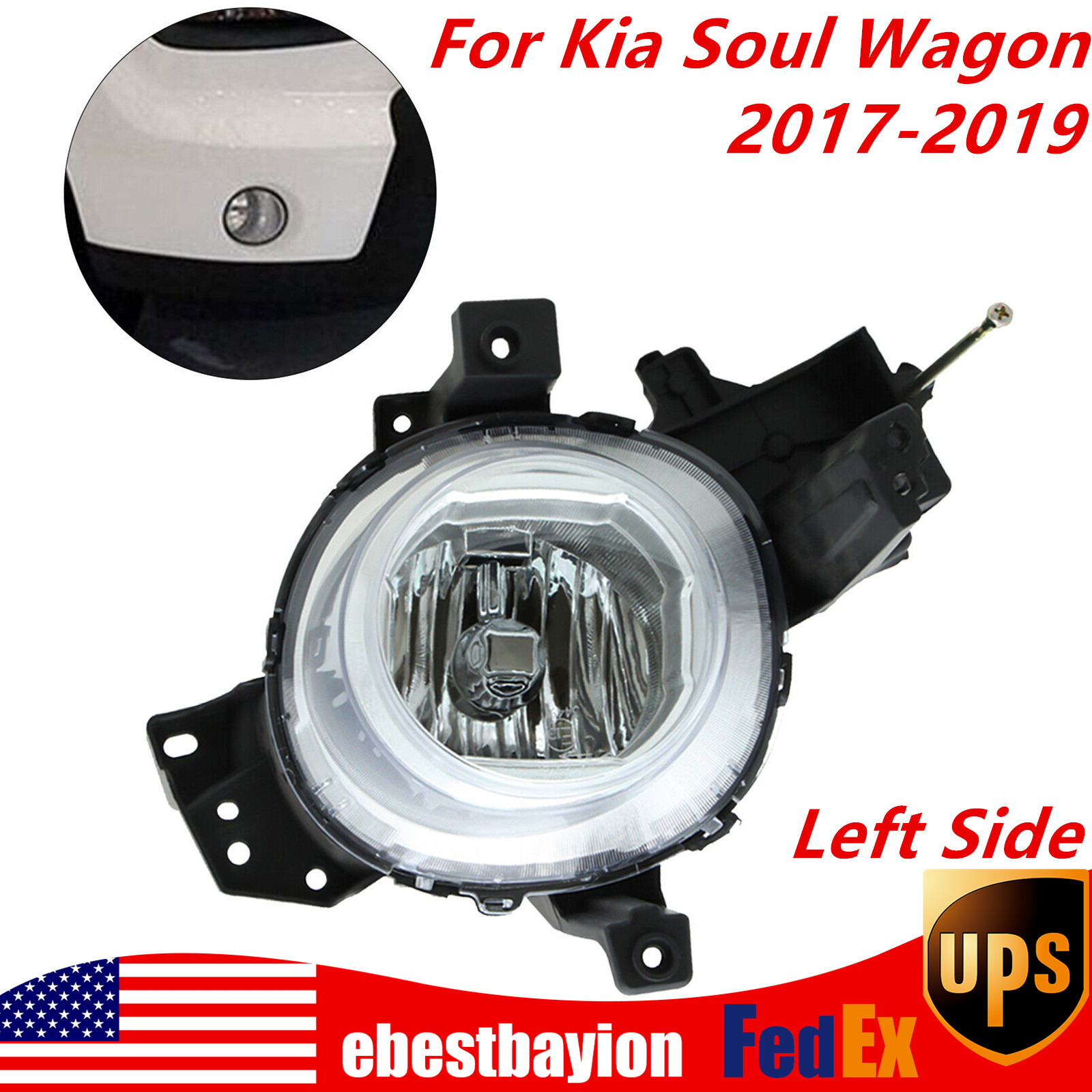 2017-2019 KIA Soul Left Halogen Fog Light Lamp for Front Bumper