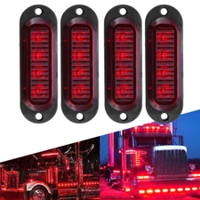 Red 4pcs 4-LED Side Marker Lights Assembly Clearance Light Truck Trailer RV