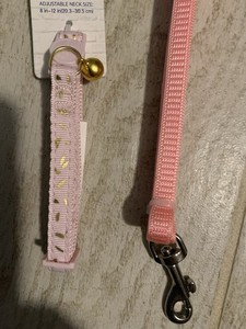 NWT ONE PINK CAT LEASH 6 FT & ONE PINK  EASY-RELEASE CAT COLLAR  ADJUSTABLE NECK