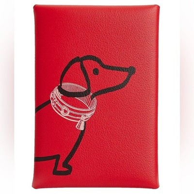 Hermes Calvi Duo Wallet Compact Card Holder - Dachshund Dog