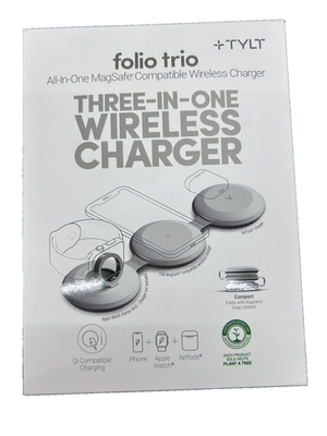 TYLT Folio Trio 3-in-1 Wireless Charger Pad with MagSafe White