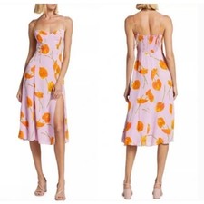 Reformation Midi Dress Womens 12 Purple Floral Excellent Anthurium Tie Strap