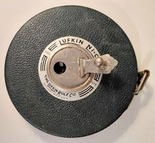 DE COLECCIÓN LUFKIN NI-CLAD 100 pies CINTA MÉTRICA ACERO ESTUCHE VERDE AÑOS 60 Saginaw MI 4.5"w