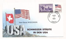 D425795 USA Cover Swiss Cities in the USA New Glarus, Wisconsin 1991