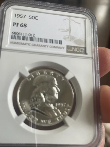 1957 PROOF FRANKLIN SILVER HALF DOLLAR NGC PF68 BLAST WHITE
