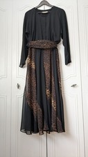 VTG Spencer Alexis Women Black Long Sleeves Dress / Elastic Waist and belt Sz16
