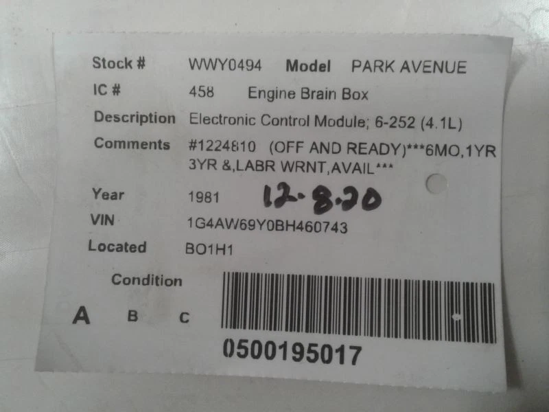 Módulo de control electrónico ECM del motor 6 cilindros 4BC compatible con 80-81 CENTURY 641835 Foto 3 de 3