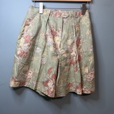 Vintage Lauren Ralph Lauren 100% Linen Floral High Waist Pleated Shorts Size 10