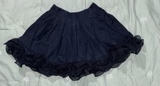 Vintage 80s Skirt with Ruffled Underskirt Size Small Black Navy Layered Flared