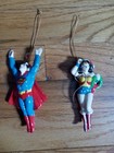 VINTAGE 1979 SUPERMAN WONDER WOMAN CERAMIC CHRISTMAS ORNAMENTS- NICE CONDITION — photo 1