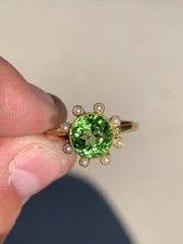 18ct gold peridot seed pearl ring Victorian