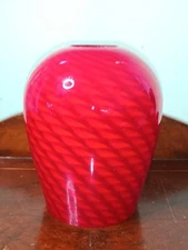 Hand Blown Cased Glass Red Swirl Pendant Light Shade 6” Globe Lamp