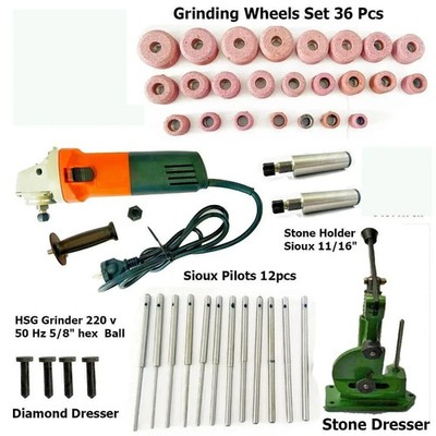 Valve Seat Grinding Kit Sioux Style Diamond,Stones,Pilots,Dress Stand,Hsg,Holder
