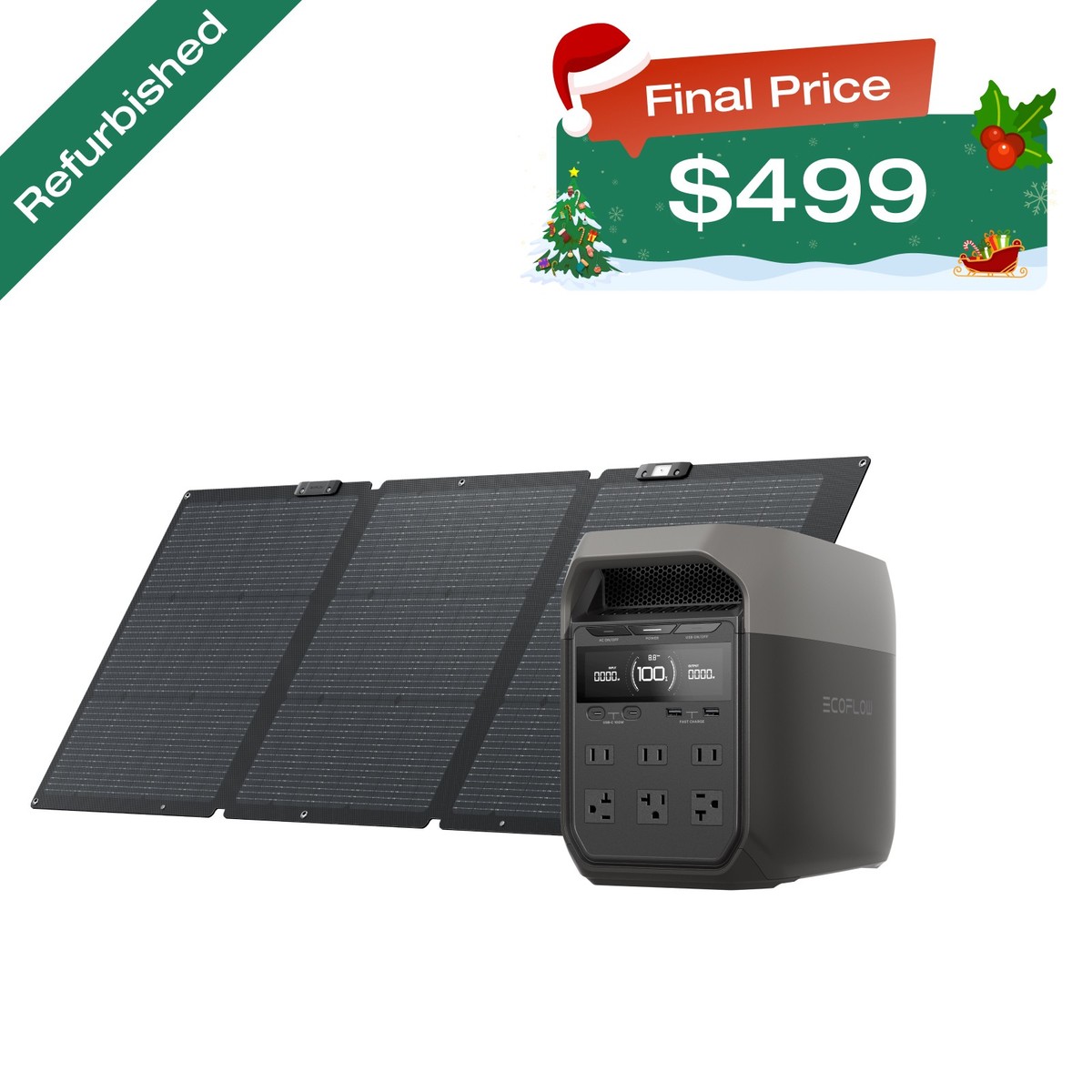 EcoFlow DELTA 3 1024Wh LiFePO4 Power Station +160W Solar Panel