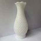 Vintage 10" White Milk Glass Hobnail Hurricane Lamp Chimney Shade 2.8-3" Fitter