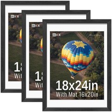 VCK 18x24 Frames Black 3 Pack, Wide Border Solid Wood, Display 16x20 Picture ...