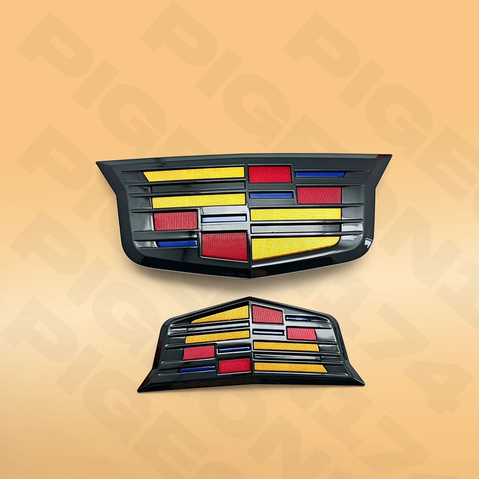 Front Grille + Tailgate Trunk Emblem Raised Badge for Cadillac CT6 XT5 ATS XTS Foto 4 de 4