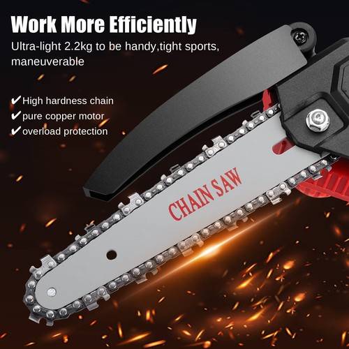 Mini Chainsaw Cordless Electric Chainsaw: 6-Inch Power Chain Saws with 2 Batt... - Picture 4 of 6