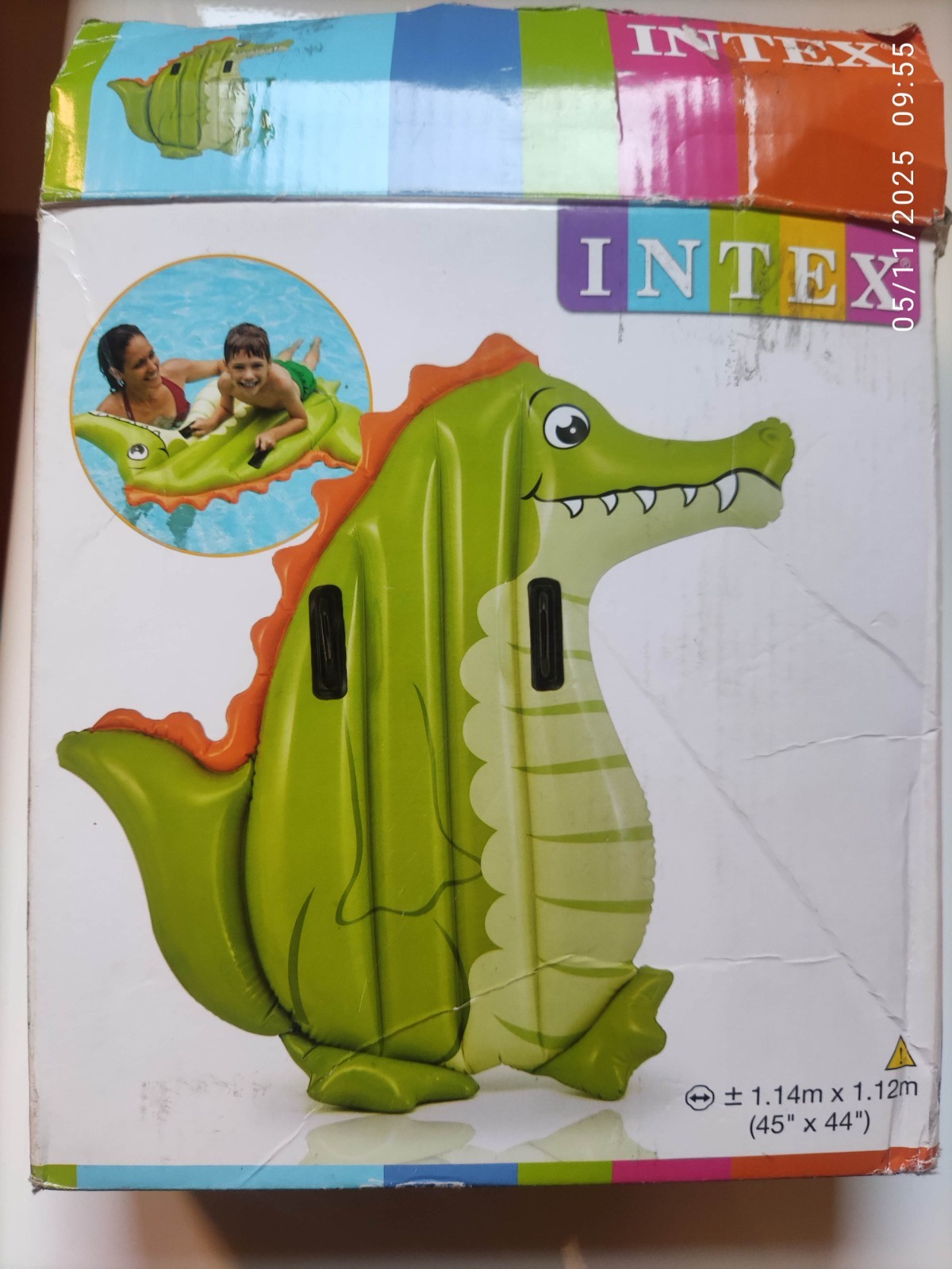 Colchoneta flotador cocodrilo Intex 1.14m x 1.12m