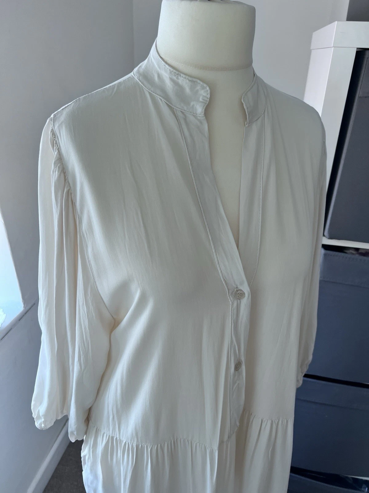 OFF WHITE MADE IN ITALY MAXI ABITO COLORE BIANCO SPORCO TAGLIA UNICA BELLISSIMO VISCOSA TAGLIA 8 16