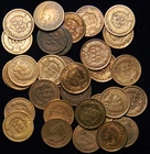 1882-1908 LOT OF 31 INDIAN HEAD CENTS PENNIES, ALL HARSHLY CLEANED OR WHIZZED