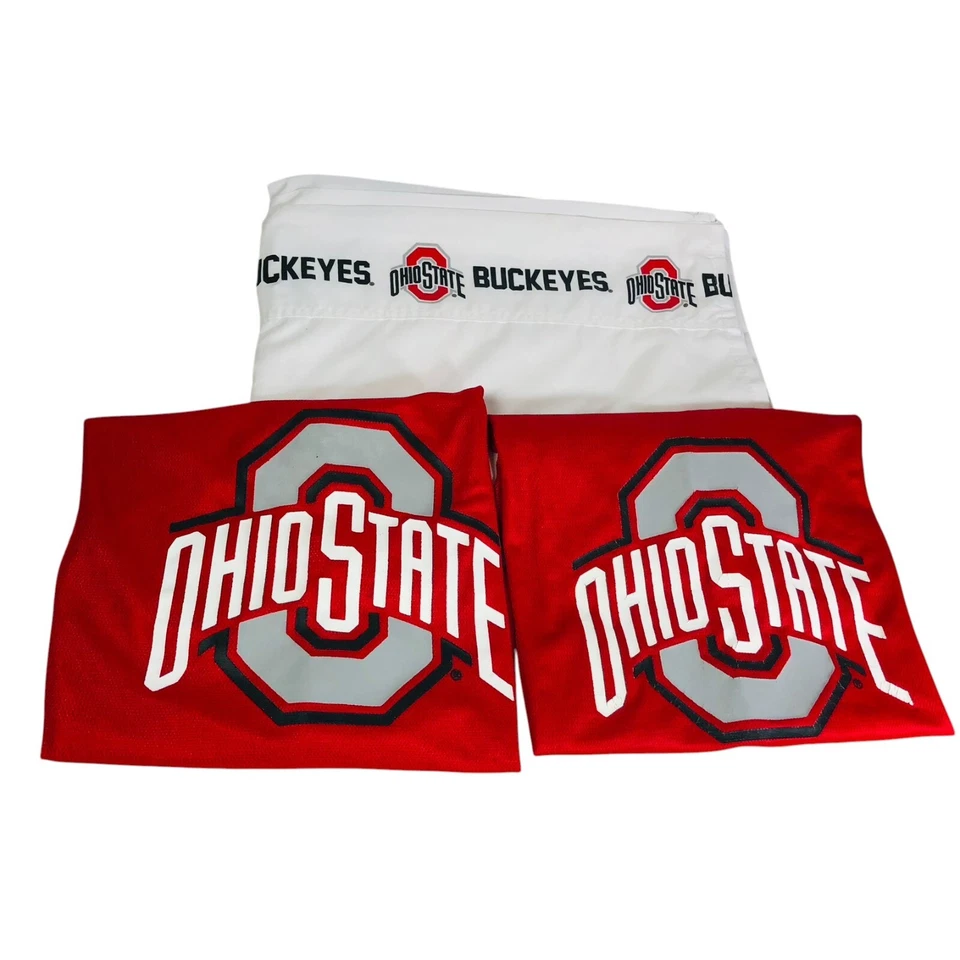 Sábana plana tamaño doble y 2 fundas de cobertura deportiva Ohio State Buckeyes Foto 2 de 4