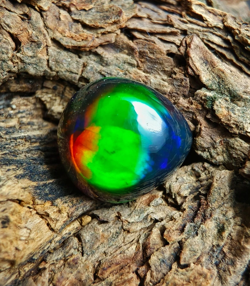 Натуральный эфиопский радужный огненный черный опал драгоценный камень россыпью 3,40 карата 12x11x6 мм - Изображение 2 из 4