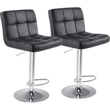 Bar Stools Set of 2 PU Leather Adjustable Swivel Barstools Kitchen Counter Stool