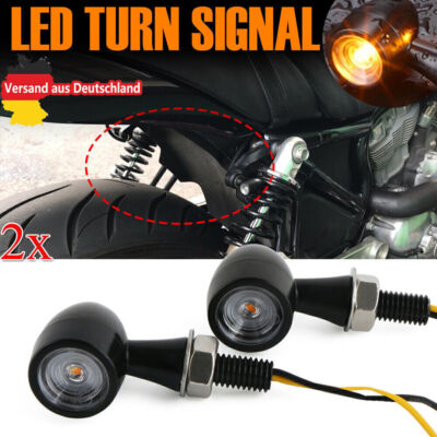 2x Motorrad LED Blinker mit Mini Blinker 12V E24 TÜV E-geprüft Schwarz Universal