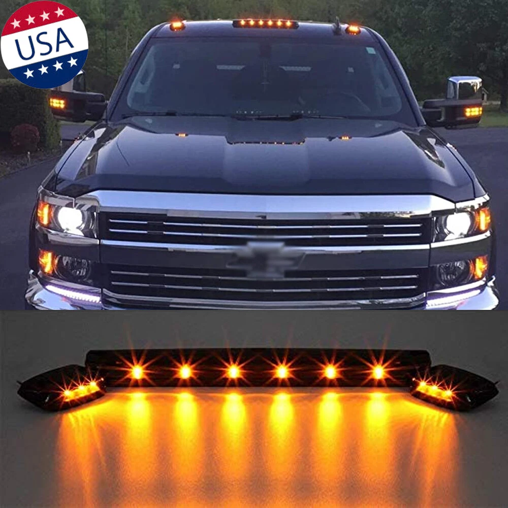 3Pcs Amber LED Cab Roof Marker Top lights For Chevrolet Silverado 1500 2500 3500