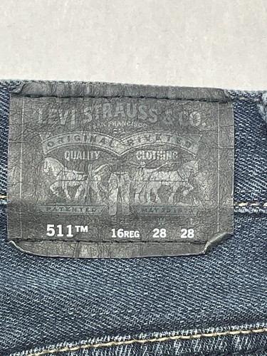 Levis 511 Slim Black Label Jeans Youth 16 28x28 Dark Wash Straight Grunge Skater - Picture 6 of 15