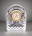 VTG Waterford Crystal Dome Office Clock Paperweight Quartz SIGNED Ireland 3½"