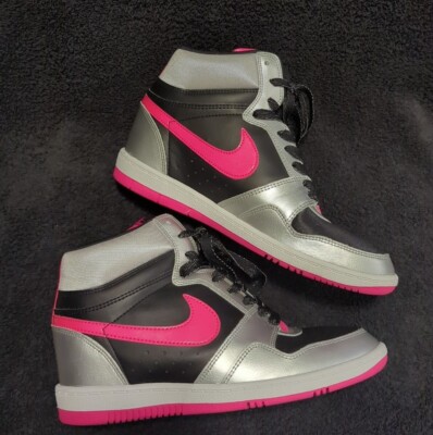pink and gray nike high tops
