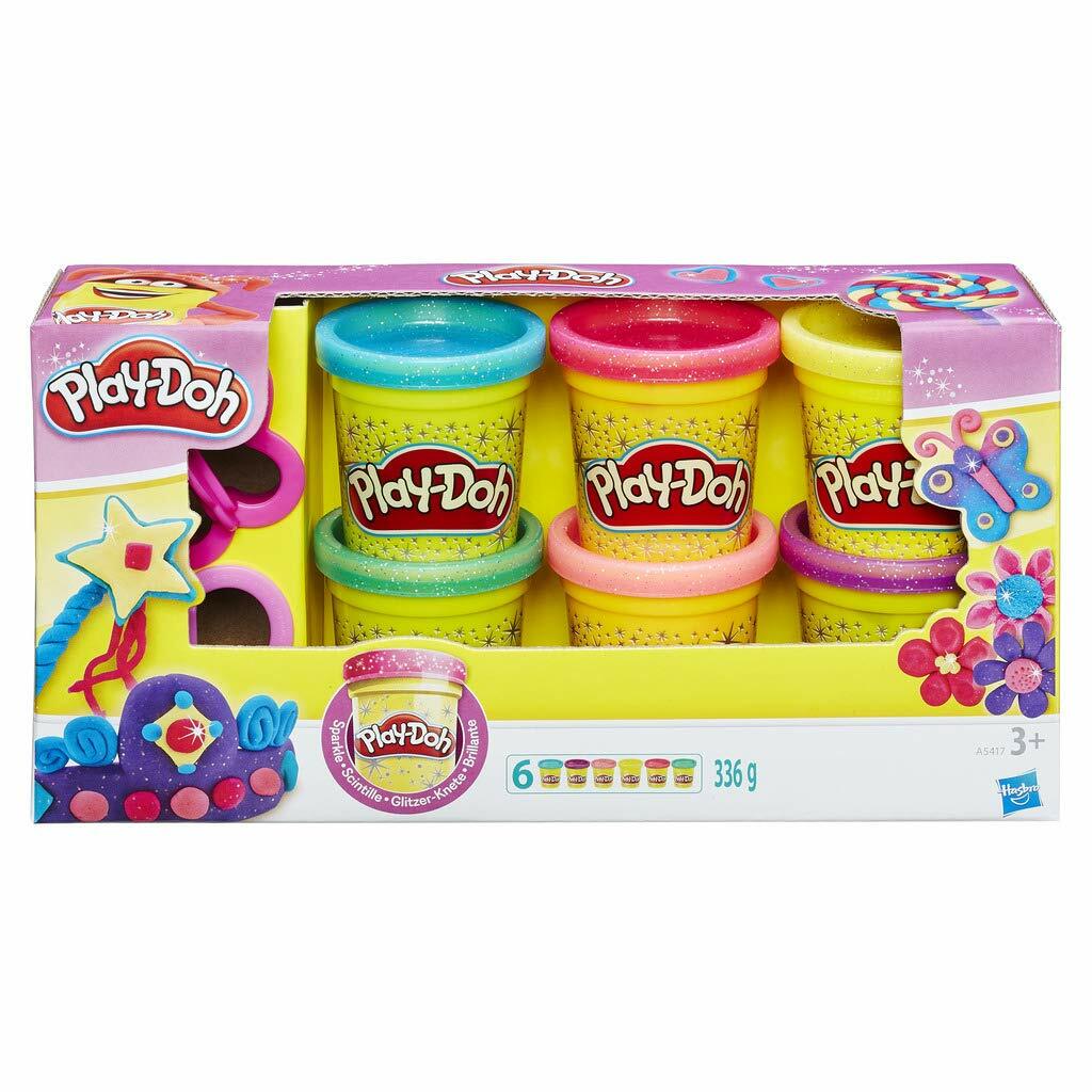 Hasbro A5417EU8 Play-Doh Glitzerknete 6 Farben 2 Ausstechformen 6 Dosen Knete 8390₽
