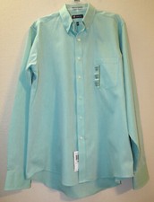 NWT CHAPS Mens 16-16 1/2 Dress Shirt Classic LSleeve Striped Green Wrinkle Free