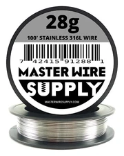 SS 316L - 100ft 28 Gauge Stainless Steel Resistance Wire - 28g 100’ Made in USA