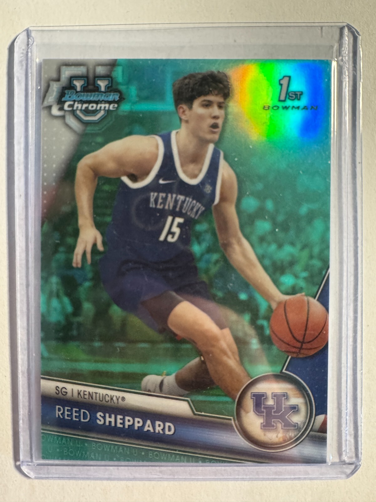K317,238- 2023-24 Bowman Chrome University Aqua Refractors #45 Reed Sheppard/299
