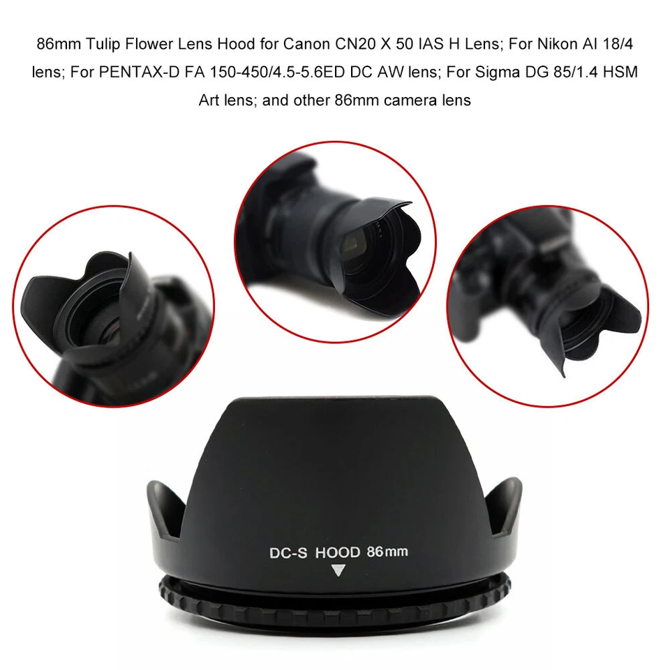 Universal Petal Screw-in Lens Hood Lens Shade 49/52/55/58/62/67/72/77/82/86/95mm - Image 2 of 4