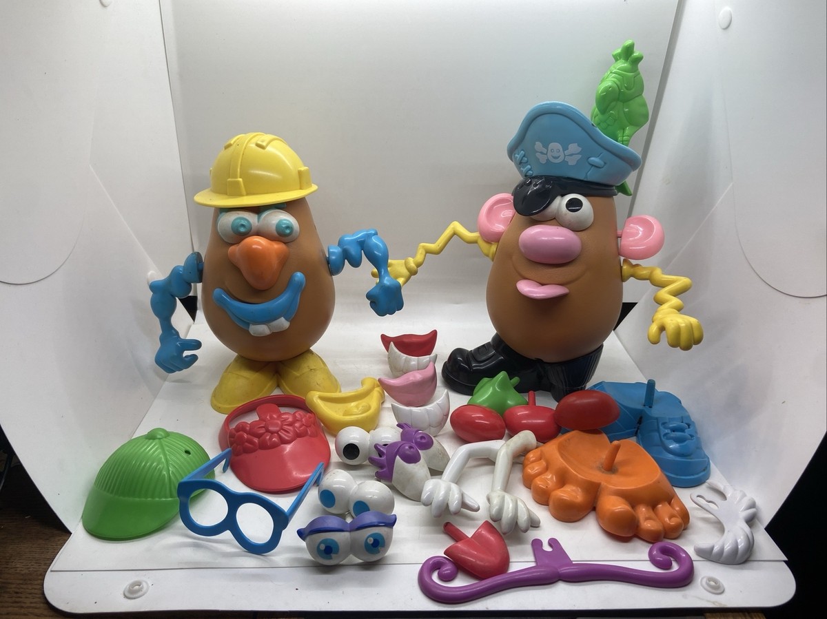 Vintage Lot of 1985 Mr. Potato Heads & 40 Accessories Pirate