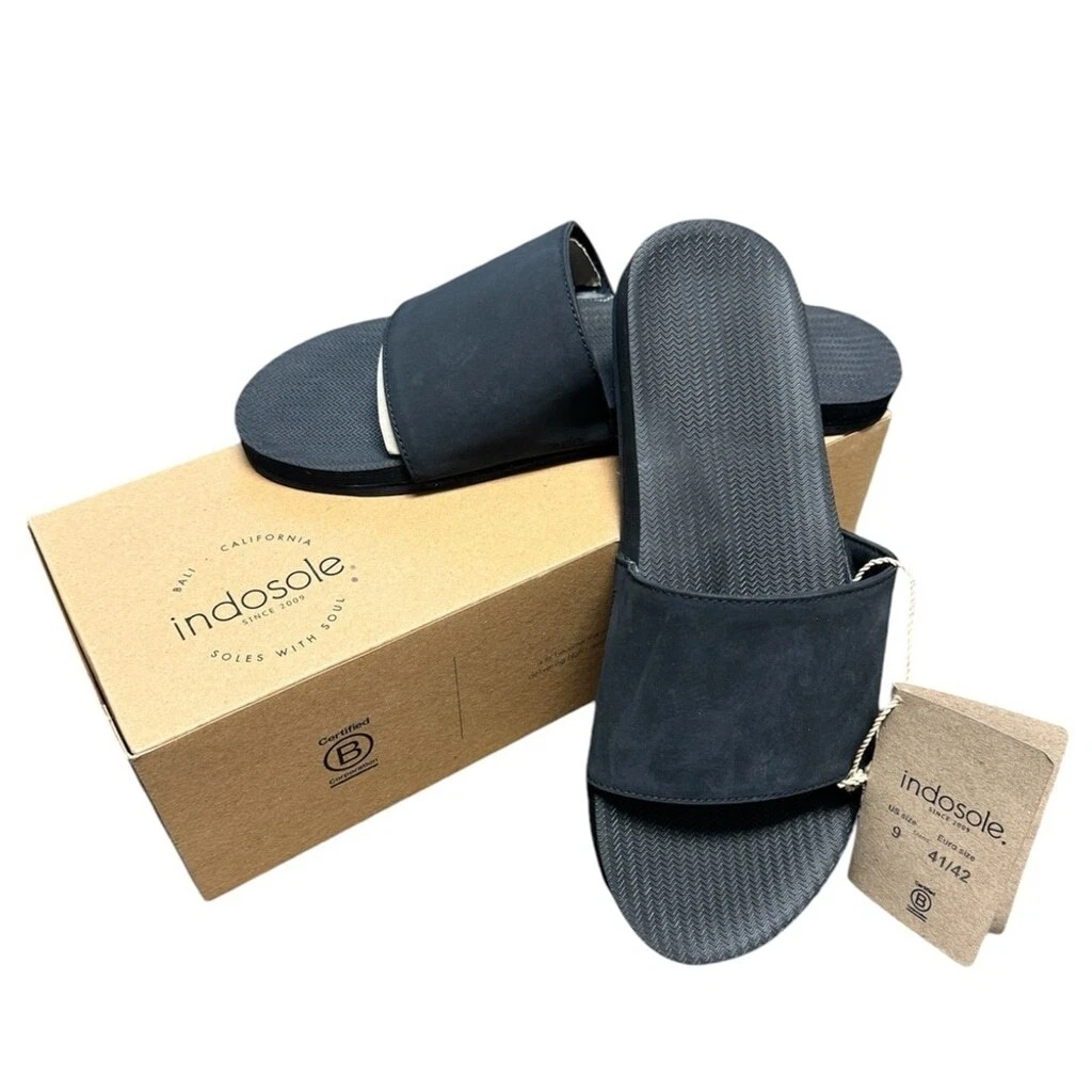 Men’s Indosole Slides - Recycled Tire Soles | Black | NWT