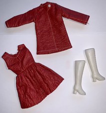 Vintage Maddie Mod Mego Outfit 1781 Leatherific Red Leather Jumper Coat Boots