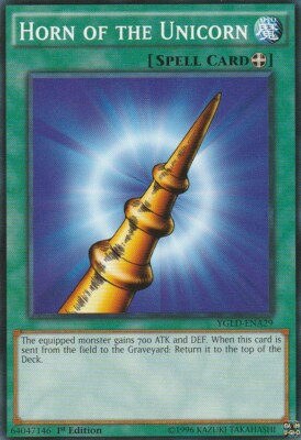 YUGIOH CARD HORN OF THE UNICORN YGLD-ENA29