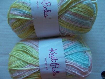 Knit Picks Variegated yarn, Baby, lot of 2 (218 yds each)