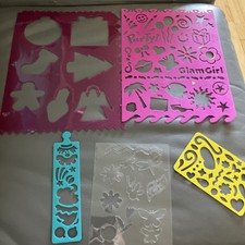 Children  s Unisex 5 Stencil Sheets of Shapes, Clown, Words, Flowers  More