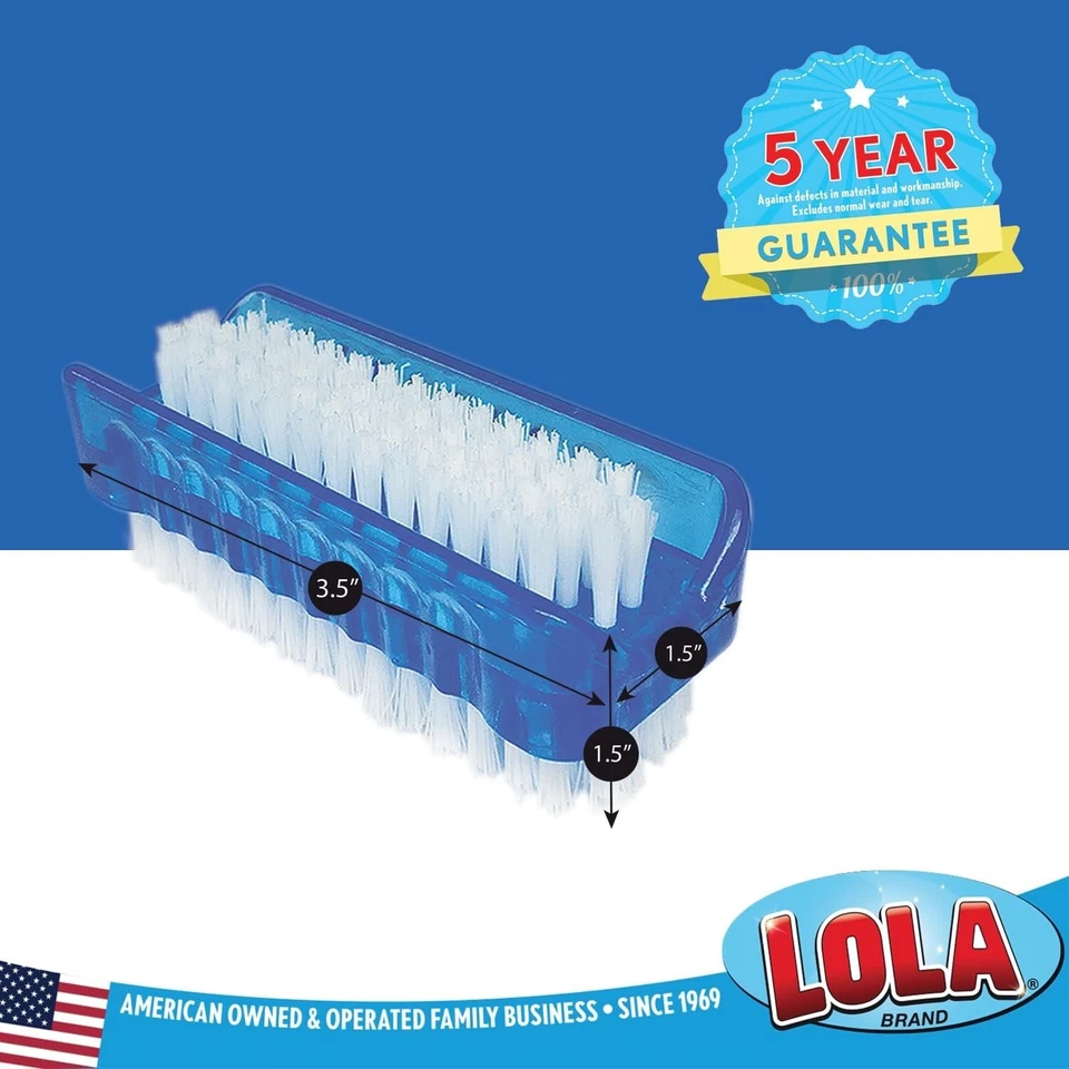 Cepillo de manos y uñas, doble cara, suave y rígido, mango de plástico, azul - 3 unidades Foto 2 de 4