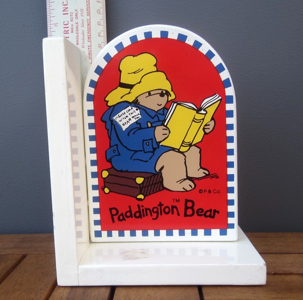 PADDINGTON BEAR single wooden bookend British teddy reading UK