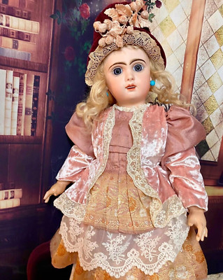 Poupée Ancienne Bisque 20cm - Tête Signée Alberta's Molds - Yeux Bleus - Porcelaine USA
