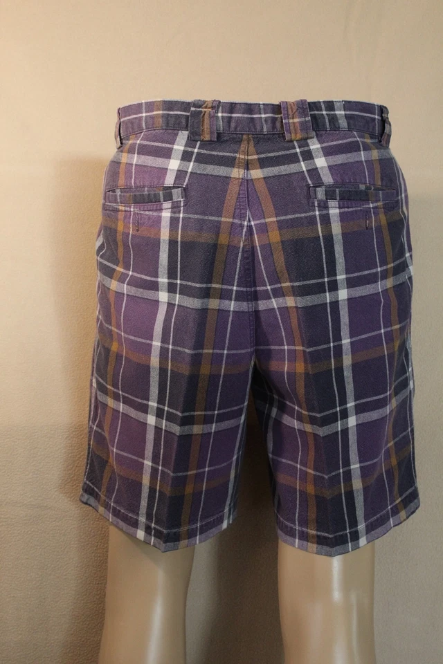 St. John's Bay Flat Front Shorts Purple Plaid Check Plaid 9" Inseam Size 36 - Image 4 of 4