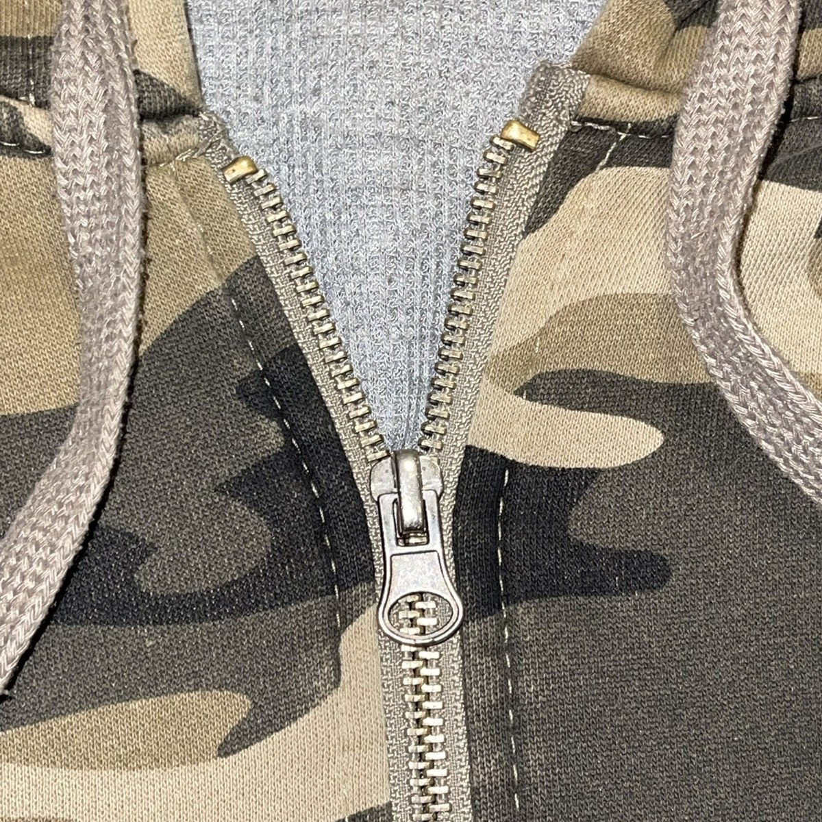 トップス Badway Original camouflage zip hoodie VTG Zip Up Hoodie Thermal Lined Camouflage Camo Mens M L